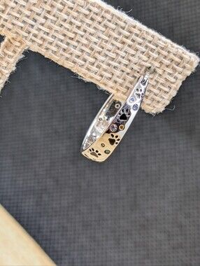 Sterling Silver Paw Print Hoop Earrings with Multi-Colored Stones